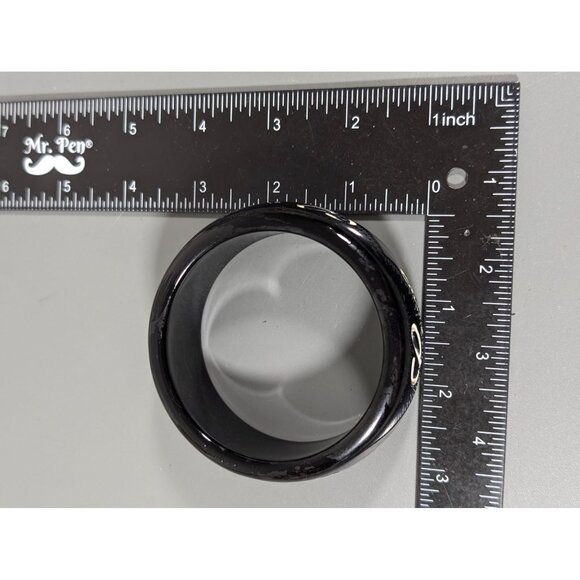 Chunky Black Bangle Bracelet LOVE Script 8.5" Retro Bold - Picture 8 of 9